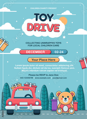 Toy Drive Brochure Vector Illustration