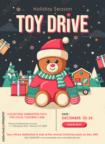 Holiday Season Toy Drive Poster Vector Illustration