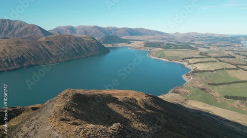 Heartland New Zealand Farms Mountains And Lakes Natural Beauty In Canterbury Drone Track Back photo