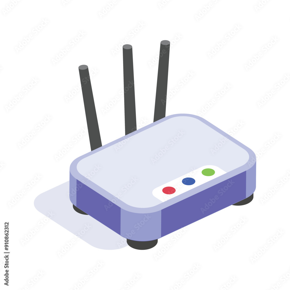 An icon of a wifi router shows a networking device that enables wireless communication between electronic devices and the internet. An icon of a wifi router shows a networking device that enables wireless communication between electronic devices and the internet.