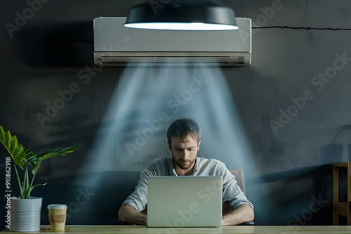 Air conditioning cooling the office during a summer heat wave  photo