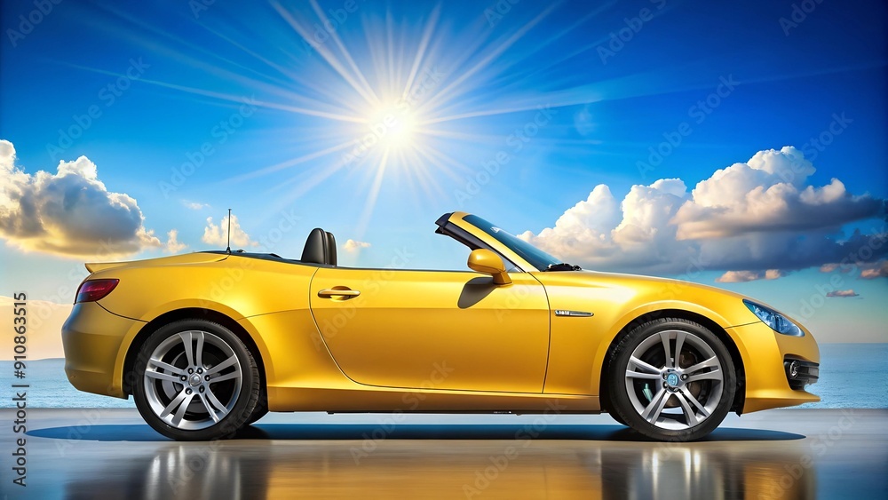 Sun-Kissed Classic: A Vibrant Yellow Convertible Under a Sunny Sky AI generated Sun-Kissed Classic: A Vibrant Yellow Convertible Under a Sunny Sky AI generated