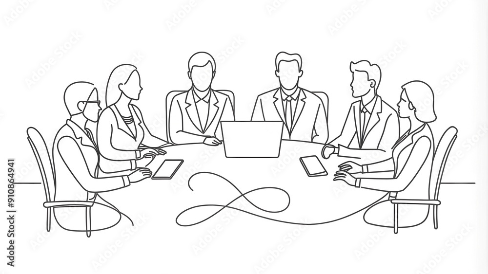 A Continuous Line Drawing Depicting the Flow of Business Decisions AI generated A Continuous Line Drawing Depicting the Flow of Business Decisions AI generated