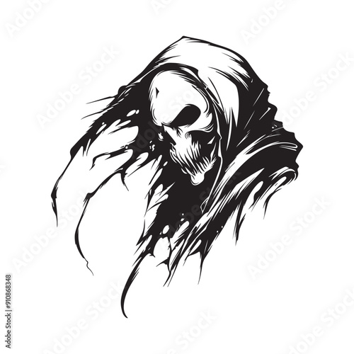 Skull in Cloak Logo Vector Images. Illustration Skull in Cloak logo design isolated on white