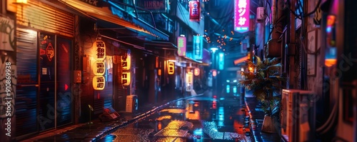 Cyberpunk Neon Alley, 4K hyperrealistic photo