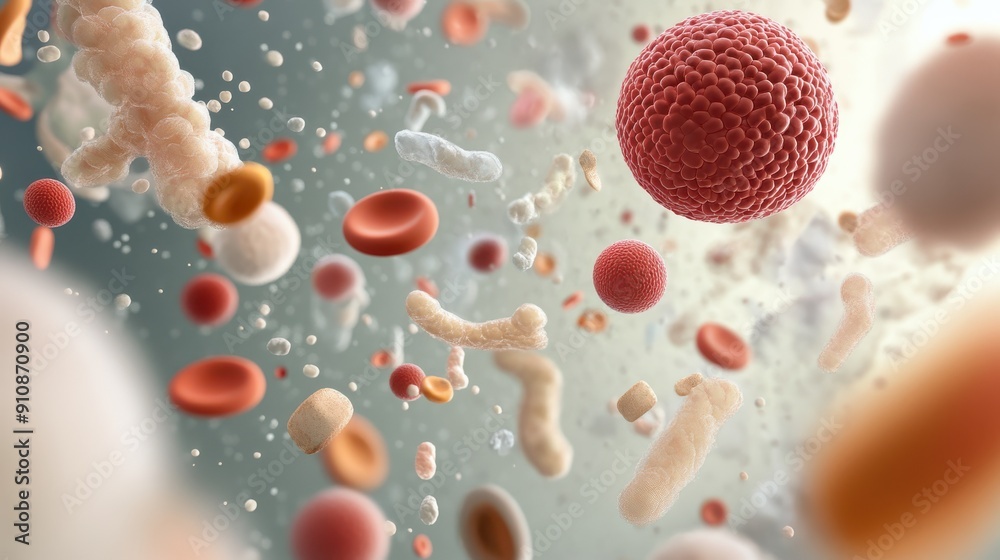 Microscopic View of Human Cells in Detail Microscopic View of Human Cells in Detail