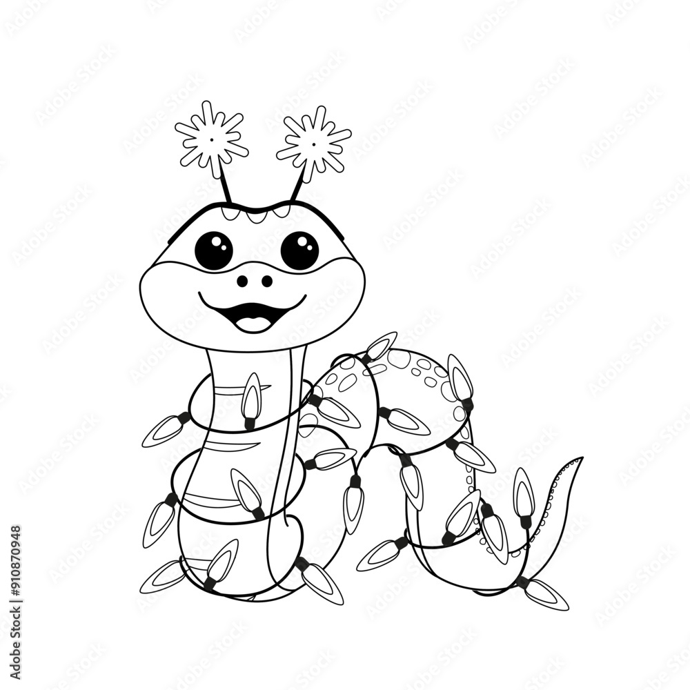 Coloring book. Snake in lights. Black and white snake. Vector Coloring book. Snake in lights. Black and white snake. Vector