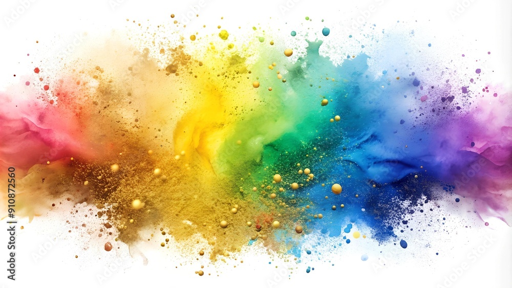 Abstract Watercolor Rainbow Splash with Golden Glimmer generative AI Abstract Watercolor Rainbow Splash with Golden Glimmer generative AI