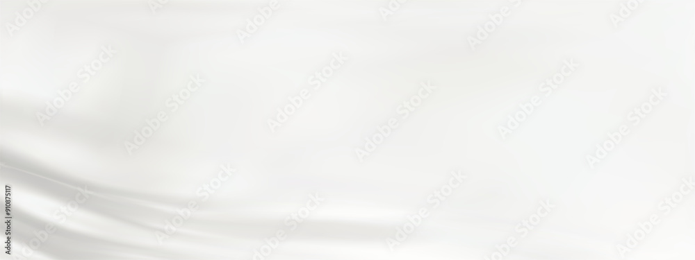 Obraz premium Abstract white gradient background. Minimalistic subtle wavy silver silk texture. 3D vector illustration.