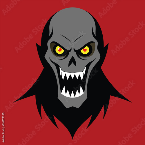 Halloween Scary Face - Creepy and Frightening Halloween Illustration for Spooky Designs