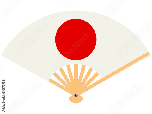 日本　国旗　日の丸扇子　ベクターイラスト