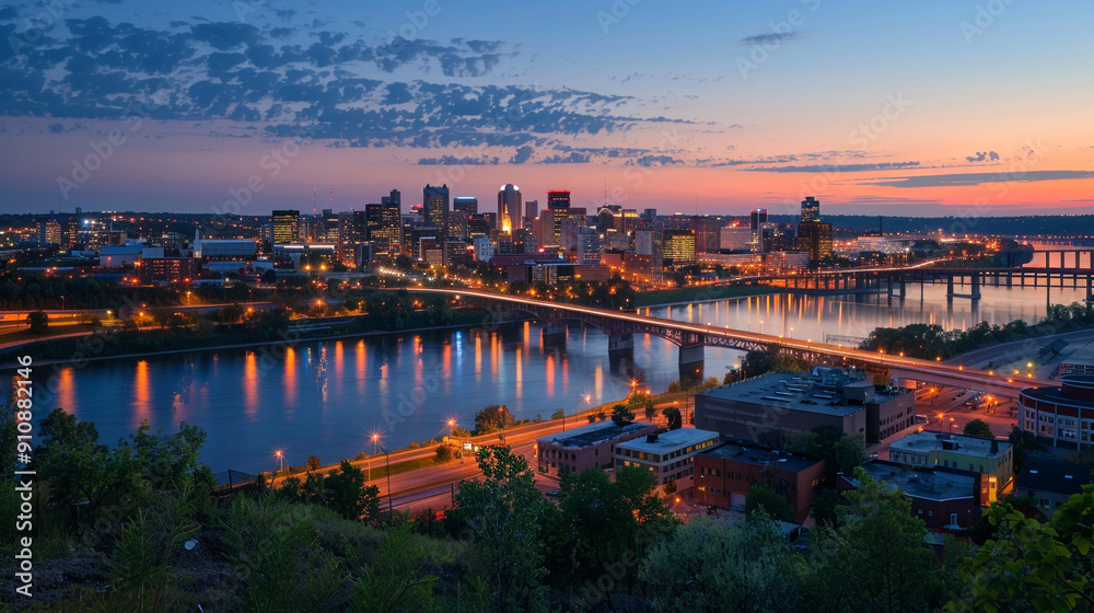 Fototapeta premium sunset over the river
