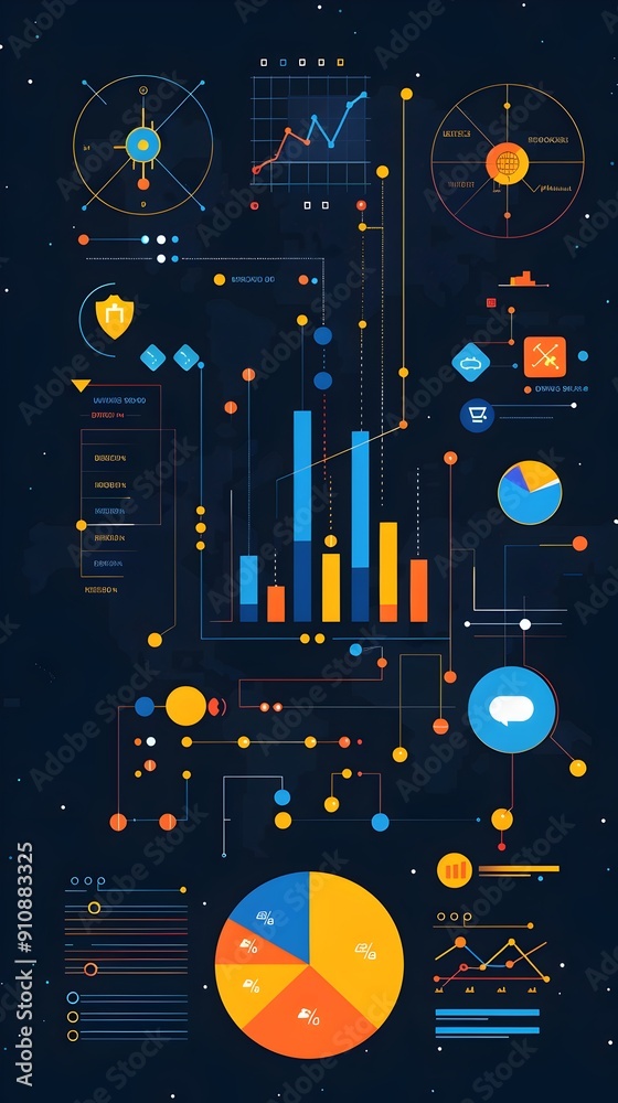 Obraz premium Comprehensive Business Analytics Infographic with Digital Data Visualization Elements for Strategic Reporting and Decision Making