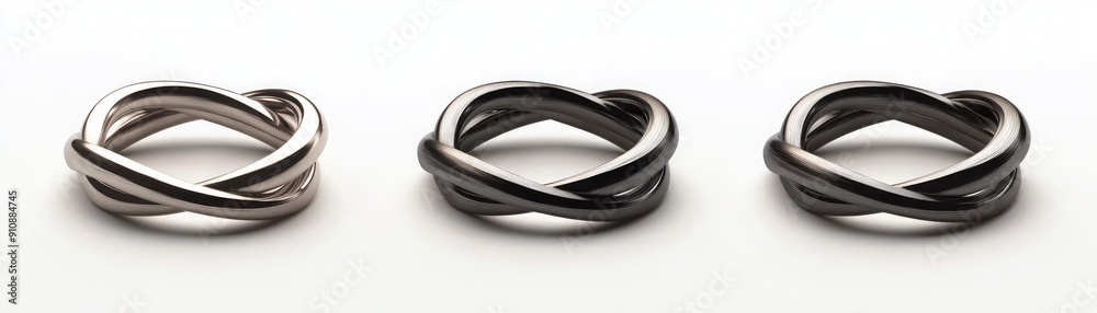 3D geometric interlocking rings, dynamic and modern