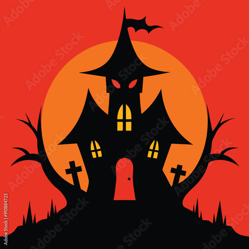 Halloween Scary House Background - Spooky Haunted House Illustration for Halloween Designs