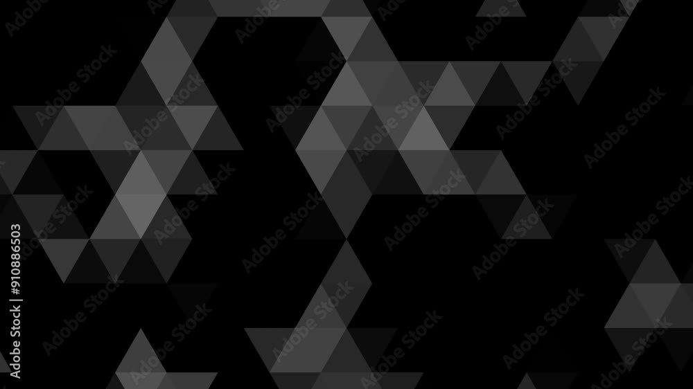 Black and grey geometric gradient abstract mosaic background animation