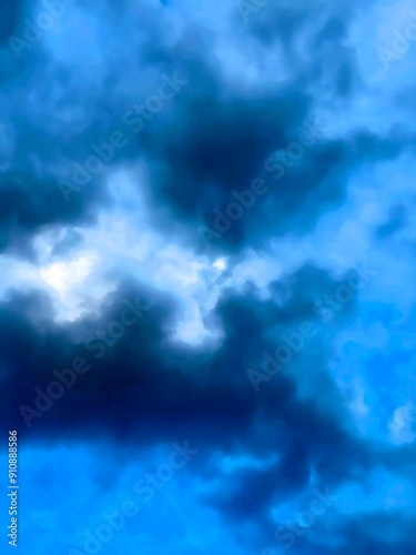 Gloomy Clouds Looming Over a Blue Sky
