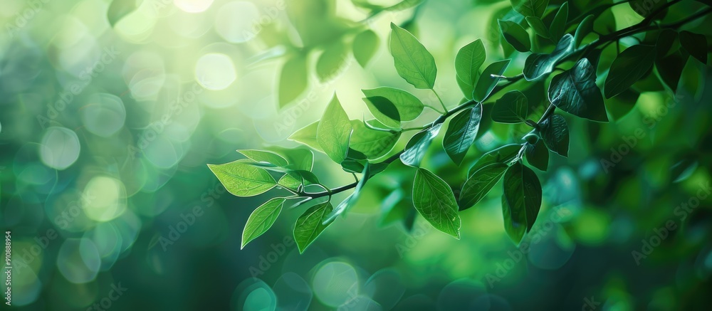 Selective focus on abstract green leaves background with copy space image Selective focus on abstract green leaves background with copy space image