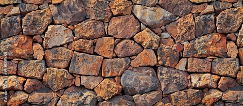 Laterite stone wall creating a backdrop with copy space image