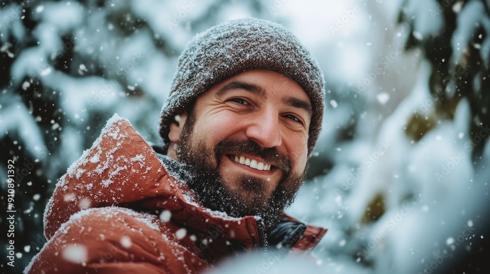 Man with beard in snowy landscape Man with beard in snowy landscape