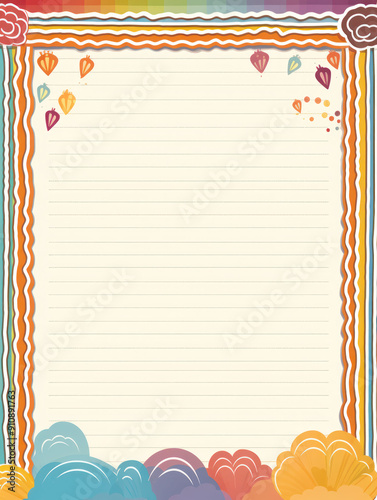 Wallpaper Mural Colorful Paper Note with Wavy Border. Torontodigital.ca