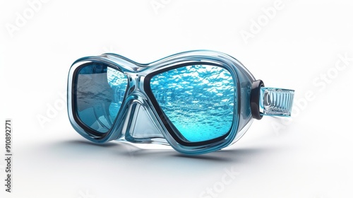 Snorkel mask, 3D illustration, realistic, isolated on white background