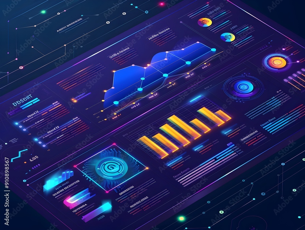Obraz premium Digital Transformation Infographic Dashboard for Small Business Data Analytics and Strategy Optimization