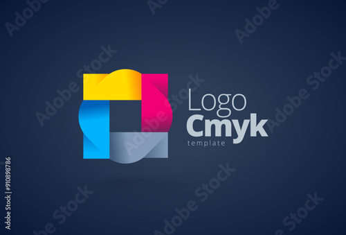 Logo CMYK color Print theme. Template design vector. Black background.