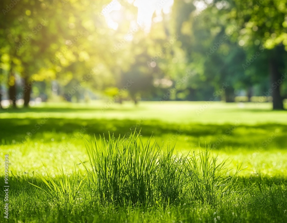 Sunny Park Scene: Fresh Green Grass Sunny Park Scene: Fresh Green Grass