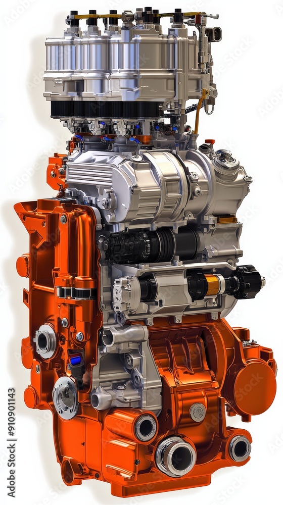 High-performance engine showcasing complex design and advanced technology for automotive applications. High-performance engine showcasing complex design and advanced technology for automotive applications.