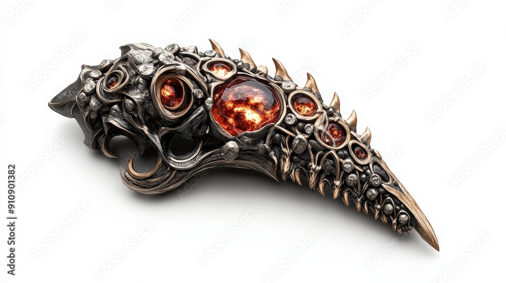 Intricate fantasy claw with metallic texture and vibrant jewels, perfect for decorations or creative projects. Intricate fantasy claw with metallic texture and vibrant jewels, perfect for decorations or creative projects.
