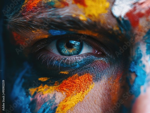 Close-up of painted eye photo