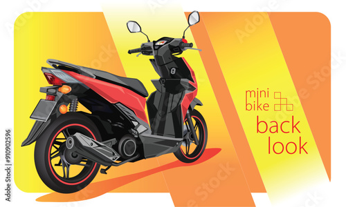 Vector illustration design of a red scooter. The scooter has a small engine capacity and is popular in Indonesia