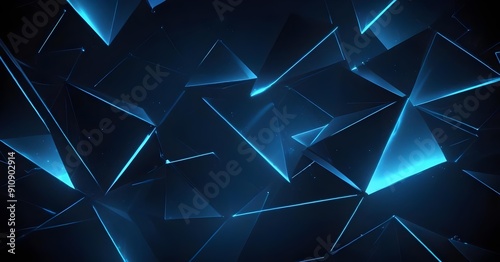 Futuristic abstract background with glowing blue geometric shapes and lines, creating a dark, moody, and technological atmosphere genarative ai. photo