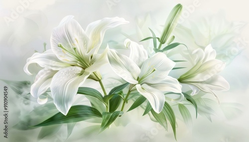 White Lilies Floral Art