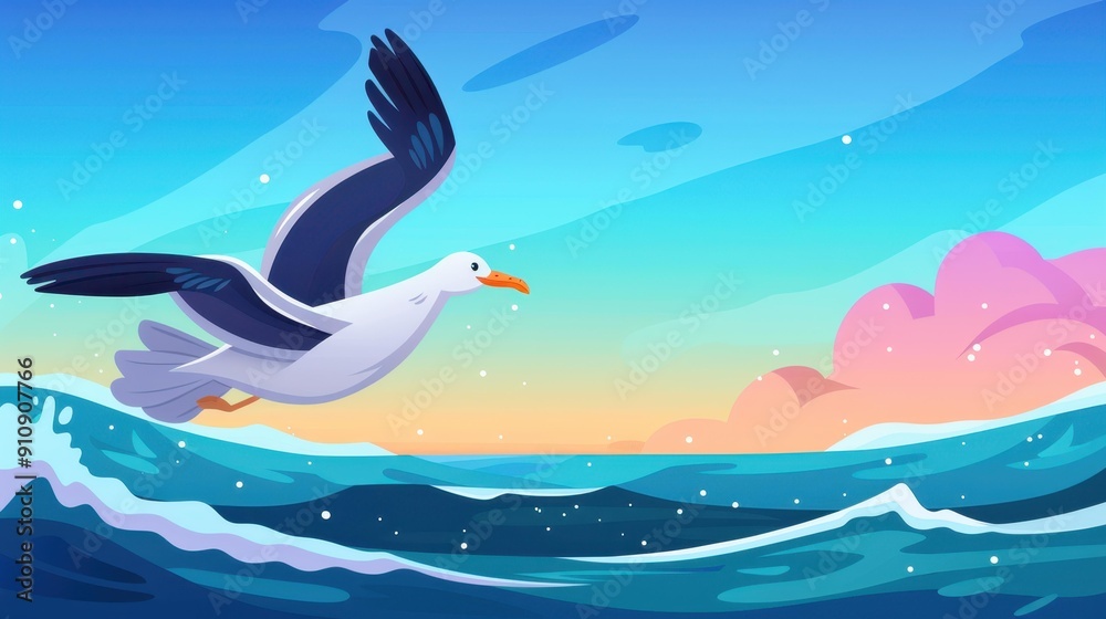 A seagull soars defiantly amid stormy seas, its wings battling fierce winds and crashing waves in a vibrant, bold style. A seagull soars defiantly amid stormy seas, its wings battling fierce winds and crashing waves in a vibrant, bold style.