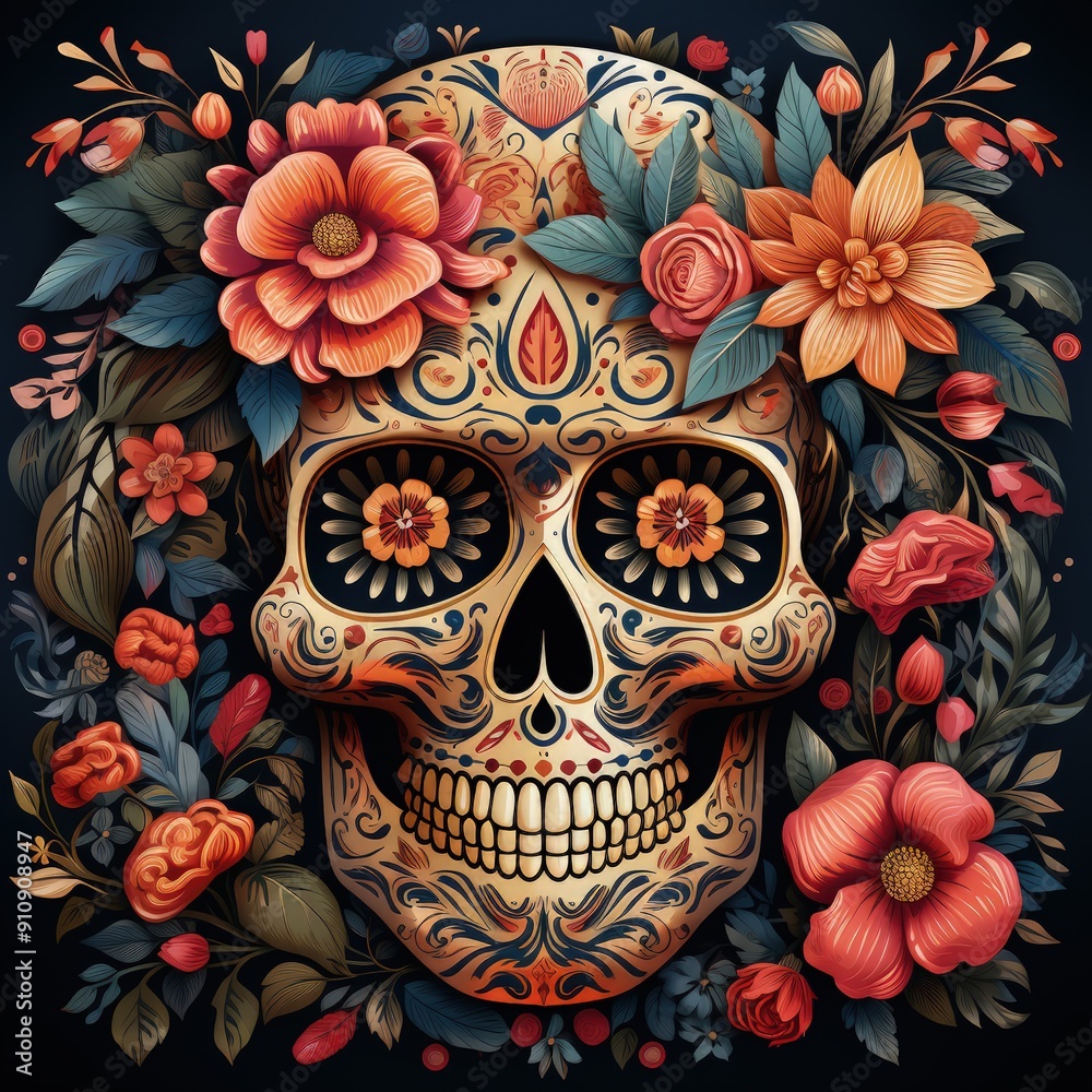 Elegant Boho Style Background Featuring Intricate Skeleton Print Elegant Boho Style Background Featuring Intricate Skeleton Print