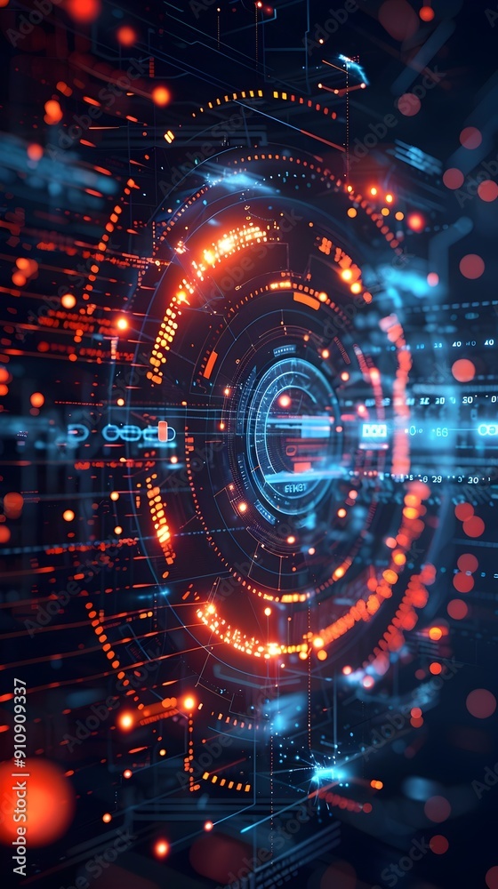 Obraz premium Futuristic Digital Data Infographic Light Visualization in Abstract Space