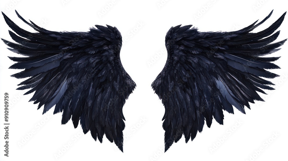 Obraz premium Dark Angel Wings Isolated on White Background