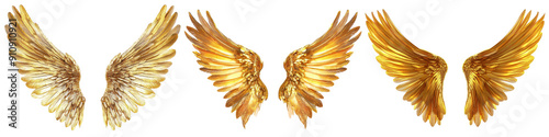 gold wings isolated on a transparent background