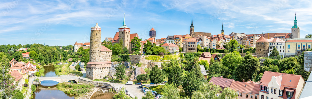 Panoramic view at the Old town with Waterworks tower and Church of Saint Michael in Bautzen, Germany Panoramic view at the Old town with Waterworks tower and Church of Saint Michael in Bautzen, Germany