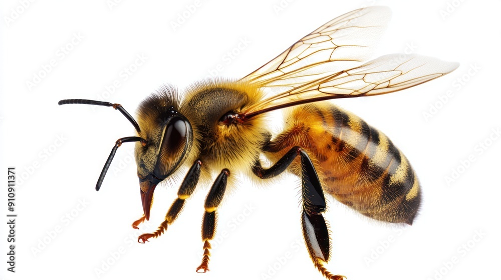 Close-up Portrait of a Honey Bee in Flight Close-up Portrait of a Honey Bee in Flight