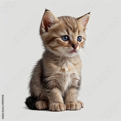 Sad cat clipart against white background, cute animal photo