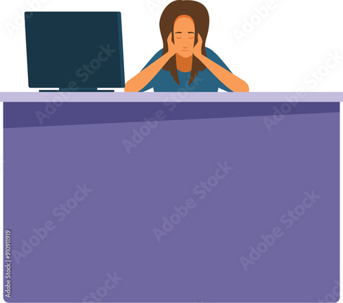 Businesswoman is sleeping at her desk, exhausted from work