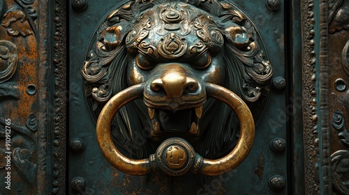 Ornate Lion Head Door Knocker