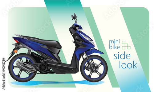 Vector illustration design of a blue scooter. The scooter has a small engine capacity and is popular in Indonesia