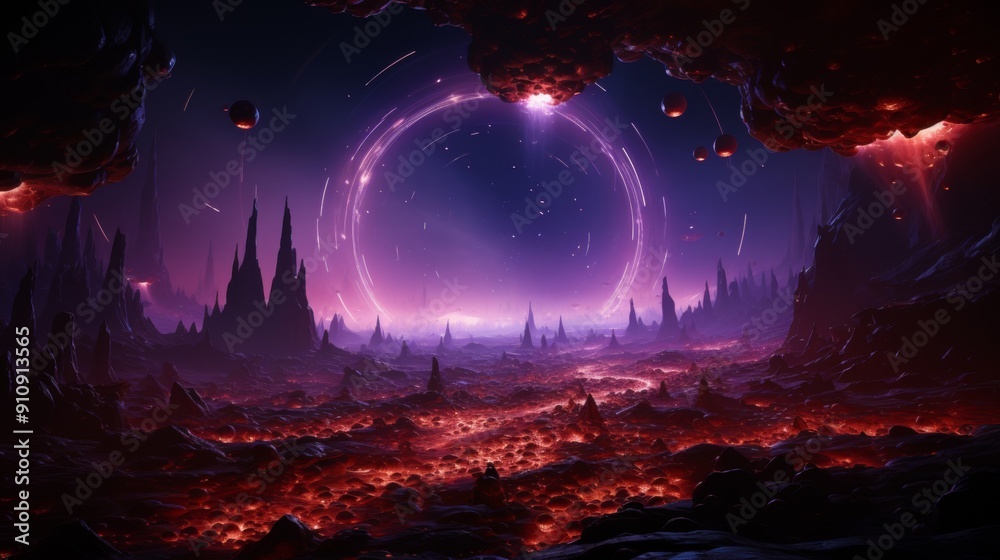 Fantasy alien landscapes with fiery and icy elements. Fantasy alien landscapes with fiery and icy elements.