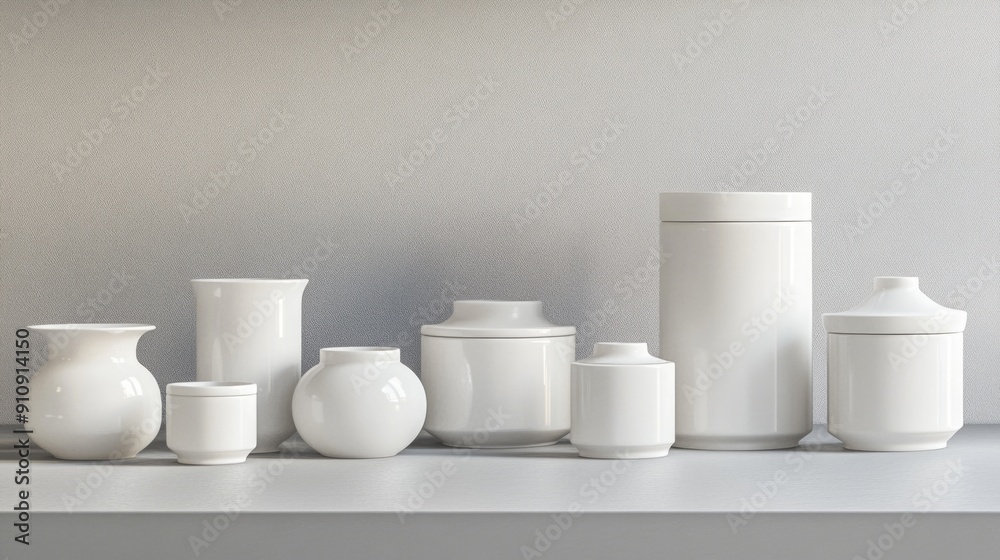 Fototapeta premium White Vases on Table