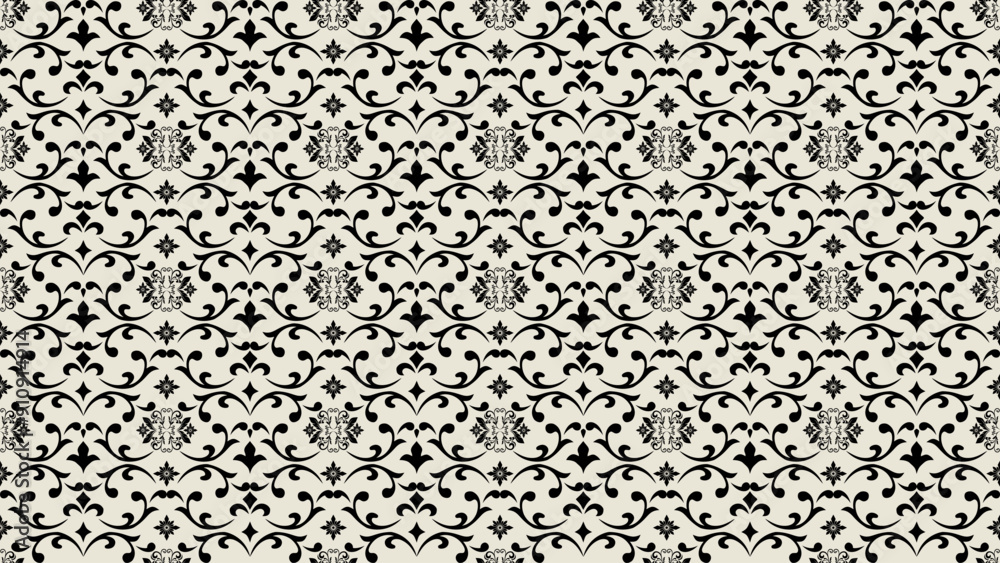 Seamless black floral pattern