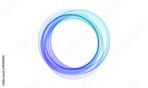 Abstract blue frame of round wave lines on white background